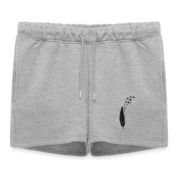 Plume et oiseaux, feather with birds - Short de survêtement femme premium - gris chiné - Devant - AI Model Female 172 light (172cm)