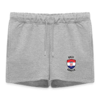 Split Croatia Shield - Women’s Premium Organic Sweatshorts - heather grey - Front - AI Model Female 172 light (172cm)