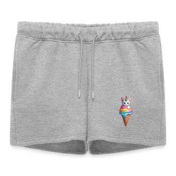 Chaton licorne - Short de survêtement femme premium - gris chiné - Devant - AI Model Female 172 light (172cm)