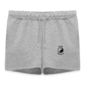 yin yang ENERGIE RELAXATION - Short de survêtement femme premium - gris chiné - Devant - AI Model Female 172 light (172cm)