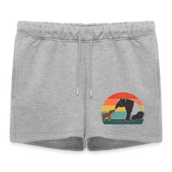 Tapir Famille Mère Enfant Bébé Vintage Cadeau - Short de survêtement femme premium - gris chiné - Devant - AI Model Female 172 light (172cm)