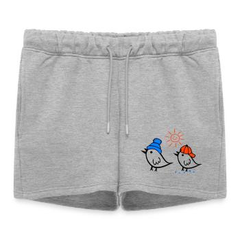 Moineau, Soleil, Printemps - Short de survêtement femme premium - gris chiné - Devant - AI Model Female 172 light (172cm)