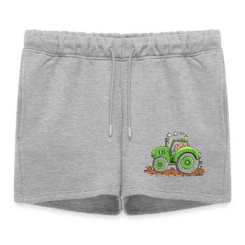 Pig conduit Tracteur I Animaux de ferme Bulldog - Short de survêtement femme premium - gris chiné - Devant - AI Model Female 172 light (172cm)