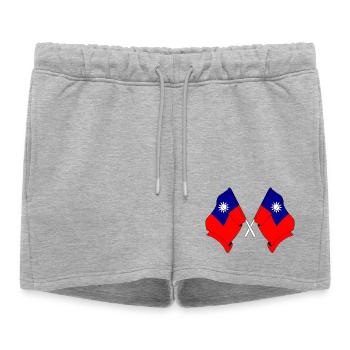 Deux drapeaux croisés depuis Taïwan - Short de survêtement femme premium - gris chiné - Devant - AI Model Female 172 light (172cm)