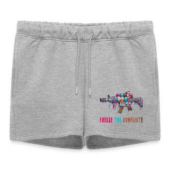 Crème glacée Conflict Freeze - Short de survêtement femme premium - gris chiné - Devant - AI Model Female 172 light (172cm)