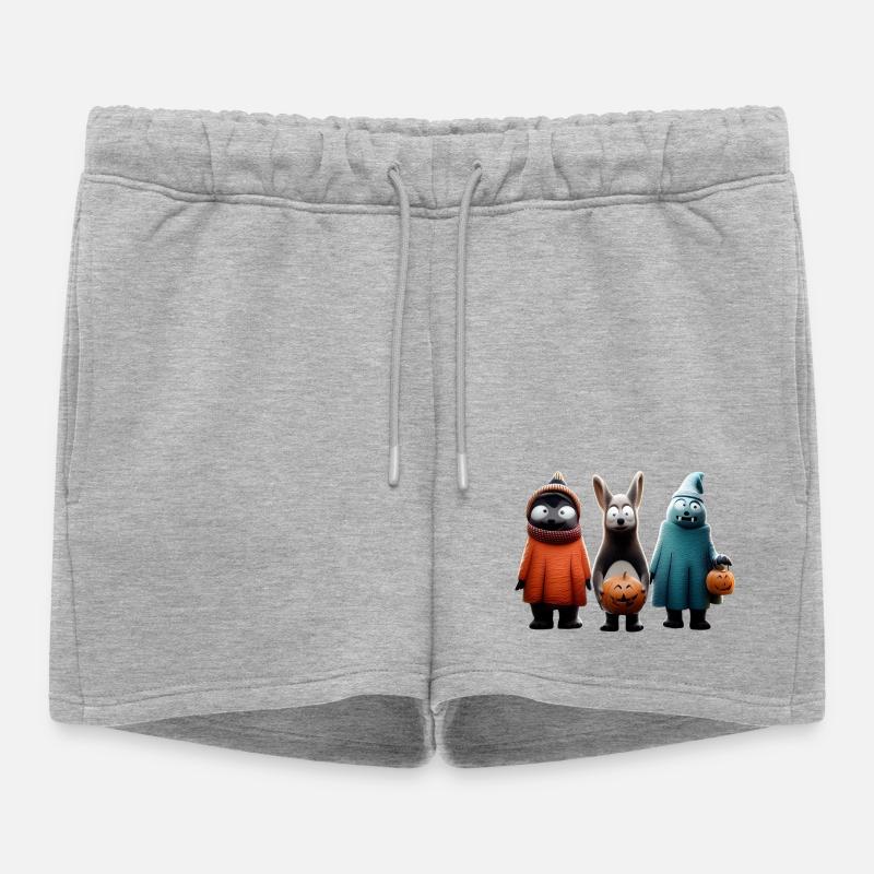 Gruseliges Süßes oder Saures – Halloween Wooligans - Frauen Premium Organic Sweatshorts - Grau meliert