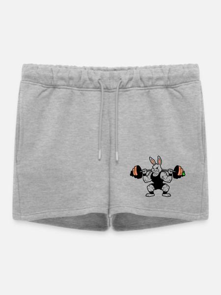 Muskel Hase Karotten Hantel - Frauen Premium Organic Sweatshorts - Grau meliert