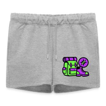Hiking Backpack Compass Graphic - Women’s Premium Organic Sweatshorts - heather grey - Front - AI Model Female 172 light (172cm)