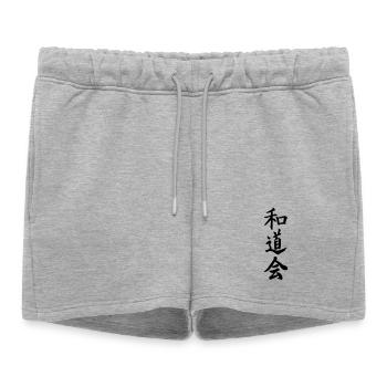 Wado Kai Karaté Kanji noir écrit japonais - Short de survêtement femme premium - gris chiné - Devant - AI Model Female 172 light (172cm)