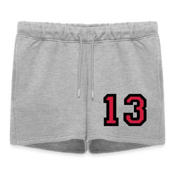 Le numéro 13 - numéro de treize - Short de survêtement femme premium - gris chiné - Devant - AI Model Female 172 light (172cm)