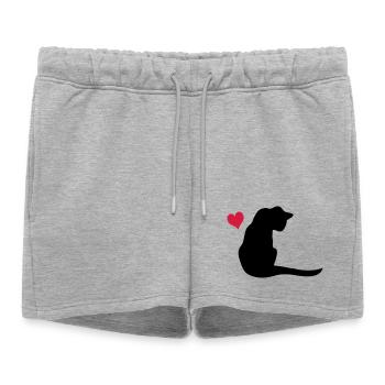 Chat - Short de survêtement femme premium - gris chiné - Devant - AI Model Female 172 light (172cm)