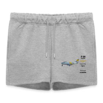 F-86 Sabre - Short de survêtement femme premium - gris chiné - Devant - AI Model Female 172 light (172cm)