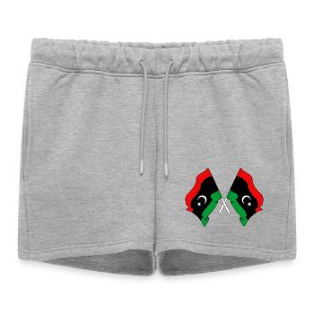 Deux drapeaux Libye - Short de survêtement femme premium - gris chiné - Devant - AI Model Female 172 light (172cm)