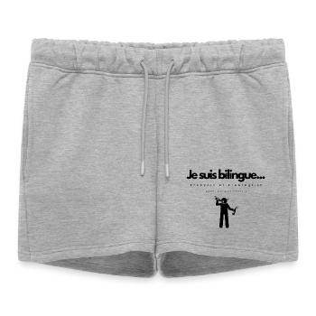 Je suis Bilingue - Short de survêtement femme premium - gris chiné - Devant - AI Model Female 172 light (172cm)
