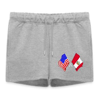 Flag USA and flag Peru - Women’s Premium Organic Sweatshorts - heather grey - Front - AI Model Female 172 light (172cm)