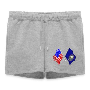 Drapeau des États-Unis et de l’État du New Hampshire croisé - Short de survêtement femme premium - gris chiné - Devant - AI Model Female 172 light (172cm)