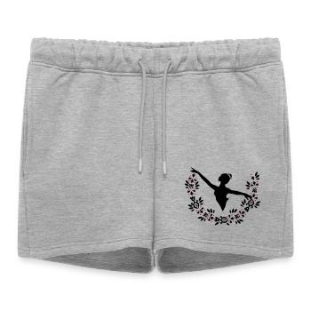 Une ballerine et une couronne de feuilles - Short de survêtement femme premium - gris chiné - Devant - AI Model Female 172 light (172cm)