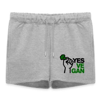 Végétalien Végétarien Végétalien Yes ve gan - Short de survêtement femme premium - gris chiné - Devant - AI Model Female 172 light (172cm)