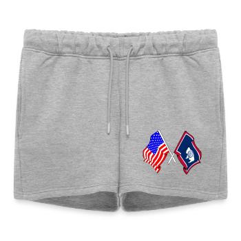 Drapeau des États-Unis et de l’État du Wyoming franchi - Short de survêtement femme premium - gris chiné - Devant - AI Model Female 172 light (172cm)