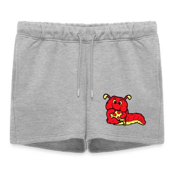 Caterpillar Worm Happy Eating Pizza Salami Fast Food - Women’s Premium Organic Sweatshorts - heather grey - Front - AI Model Female 172 light (172cm)