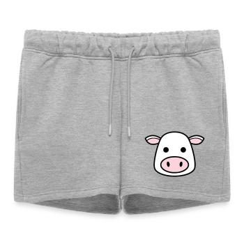 Mignonne Tête de Vache Visage Vector de la BD - Short de survêtement femme premium - gris chiné - Devant - AI Model Female 172 light (172cm)