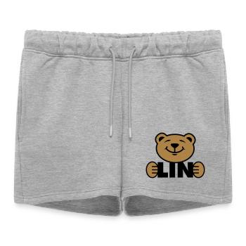 Berlin | Bär | Bearlin | Bear - Short de survêtement femme premium - gris chiné - Devant - AI Model Female 172 light (172cm)