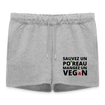 végan humour, végétarien - Short de survêtement femme premium - gris chiné - Devant - AI Model Female 172 light (172cm)