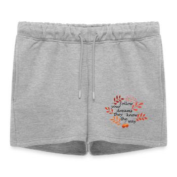 Feuilles d’automne et motifs de glands - Short de survêtement femme premium - gris chiné - Devant - AI Model Female 172 light (172cm)