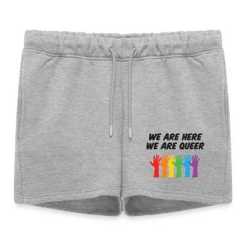 LGBT Pride Month - We Are Here, We Are Queer - Women’s Premium Organic Sweatshorts - heather grey - Front - AI Model Female 172 light (172cm)