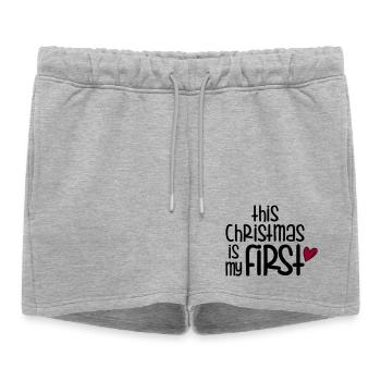 Premier Noël - Short de survêtement femme premium - gris chiné - Devant - AI Model Female 172 light (172cm)