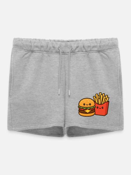 Kawaii Burger & Fries Duo - Women’s Premium Organic Sweatshorts - heather grey