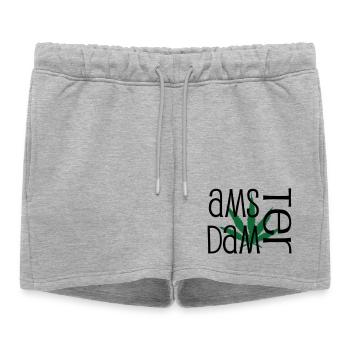 Amsterdam - Cannabis - Weed - Short de survêtement femme premium - gris chiné - Devant - AI Model Female 172 light (172cm)