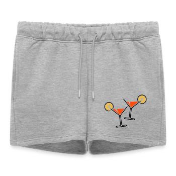2 verres cocktail / cocktail / martini + (orange) - Short de survêtement femme premium - gris chiné - Devant - AI Model Female 172 light (172cm)