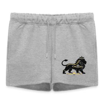 Lion royal avec ornementation en or - Short de survêtement femme premium - gris chiné - Devant - AI Model Female 172 light (172cm)
