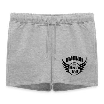 Maman Rock and Roll Crâne Ailes - Short de survêtement femme premium - gris chiné - Devant - AI Model Female 172 light (172cm)