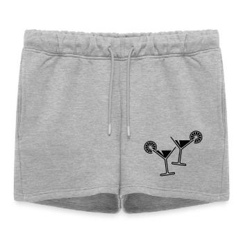 2 verres cocktail / cocktail / martini + (noir) - Short de survêtement femme premium - gris chiné - Devant - AI Model Female 172 light (172cm)