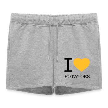 J’AIME LES POMMES DE TERRE Pommes de terre Purée de pommes de terre - Short de survêtement femme premium - gris chiné - Devant - AI Model Female 172 light (172cm)