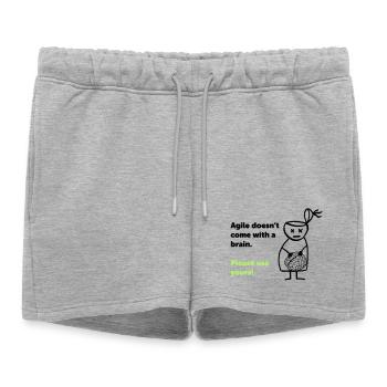 Agile doesn't come with a brain - please use yours - Short de survêtement femme premium - gris chiné - Devant - AI Model Female 172 light (172cm)