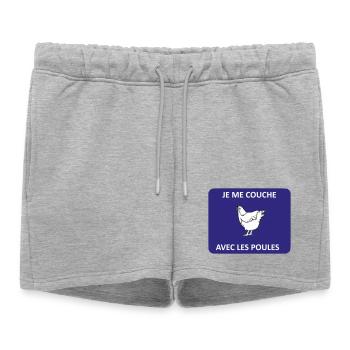 Je me couche avec les poules - Short de survêtement femme premium - gris chiné - Devant - AI Model Female 172 light (172cm)