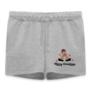 Merry Christmas Greetings - Women’s Premium Organic Sweatshorts - heather grey - Front - AI Model Female 172 light (172cm)