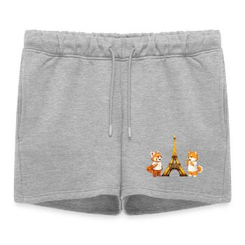 Paresseux & Bougon à Paris - Short de survêtement femme premium - gris chiné - Devant - AI Model Female 172 light (172cm)