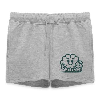 Friendly Cloud Duo Illustration - Short de survêtement femme premium - gris chiné - Devant - AI Model Female 172 light (172cm)