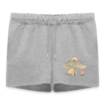 Camping volcanique aquarelle - Short de survêtement femme premium - gris chiné - Devant - AI Model Female 172 light (172cm)