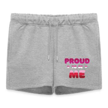 Fierté lesbienne d’être moi - Mois de la fierté - Short de survêtement femme premium - gris chiné - Devant - AI Model Female 172 light (172cm)