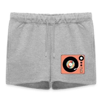 Tourne-disque vinyle vintage pour platine rétro - Short de survêtement femme premium - gris chiné - Devant - AI Model Female 172 light (172cm)