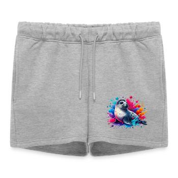 Seal - Women’s Premium Organic Sweatshorts - heather grey - Front - AI Model Female 172 light (172cm)