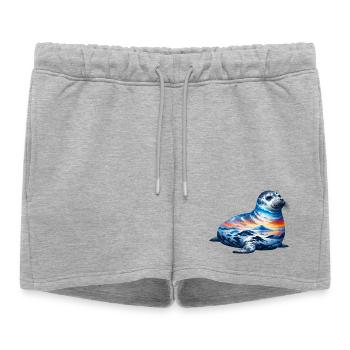 Seal - Women’s Premium Organic Sweatshorts - heather grey - Front - AI Model Female 172 light (172cm)