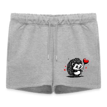 Hérisson avec ballon coeur - Heartful Creatures - Short de survêtement femme premium - gris chiné - Devant - AI Model Female 172 light (172cm)