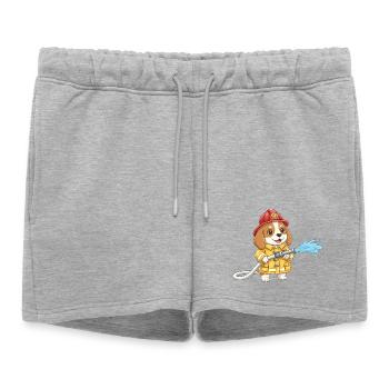 Chien pompier Beagle, pompiers volontaires - Short de survêtement femme premium - gris chiné - Devant - AI Model Female 172 light (172cm)