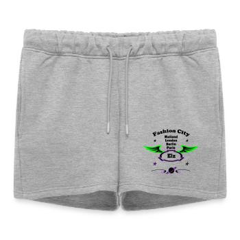 Fashion_City - Short de survêtement femme premium - gris chiné - Devant - AI Model Female 172 light (172cm)